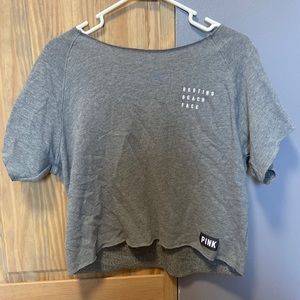 PINK - Grey sweatshirt material, lace up back tee